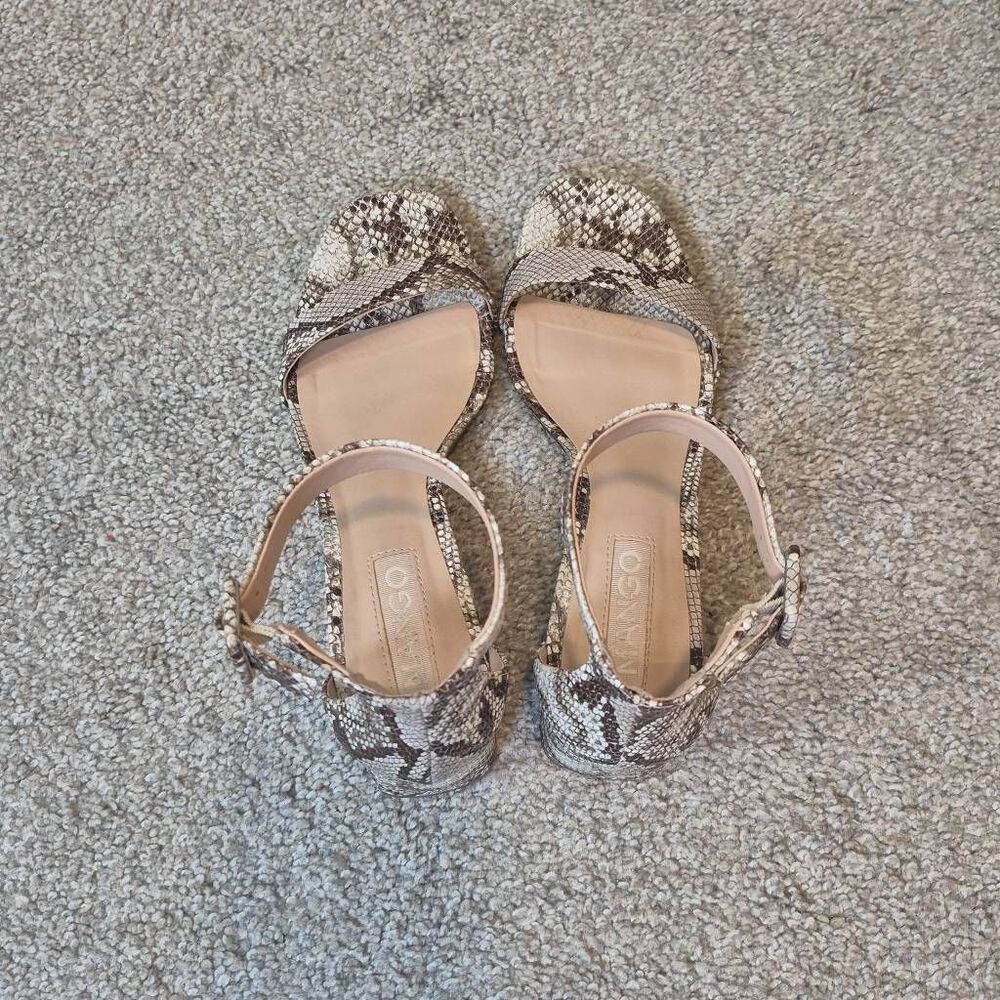 Mango Snake Skin Block Heel Sandals Shoes Size 9.5 — image 4 of 7